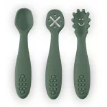 Petite&Mars Sada silikónových lyžičiek na trénovanie, 3 ks, Take&Match, Misty Green, od 6 mesiacov