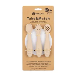   Petite&Mars Sada silikónových lyžičiek na trénovanie, 3 ks, Take&Match, Desert Sand, od 6 mesiacov