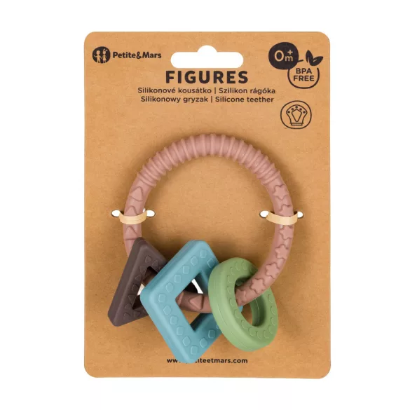 PETITE&MARS Silikónový hryzátko Figures Velvet Latte 0m+