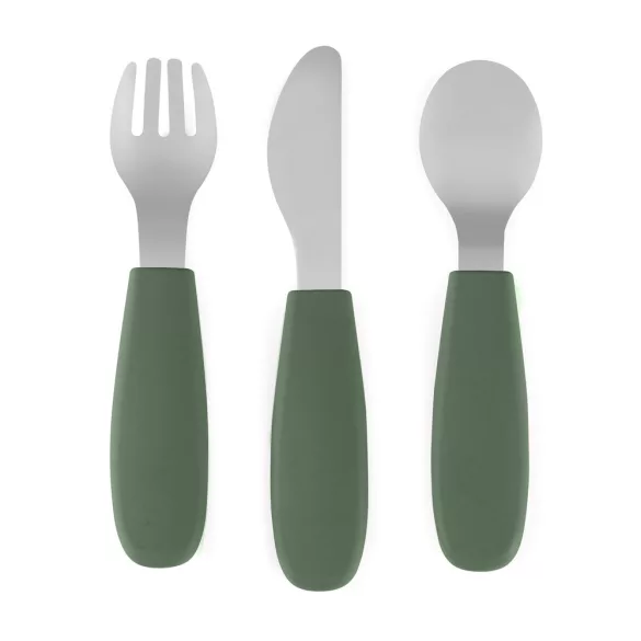 Petite&Mars Sada príborov z nehrdzavejúcej ocele Take&Match Misty Green 12m+