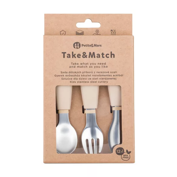 Petite&Mars Sada príborov z nehrdzavejúcej ocele Take&Match Desert Sand 12m+