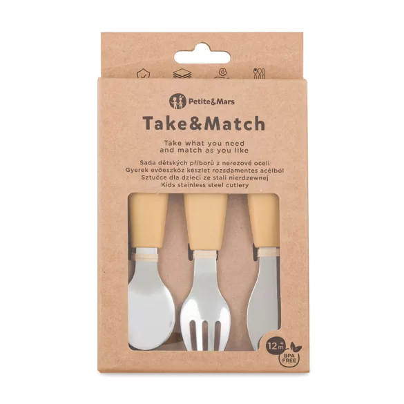 Petite&Mars Sada príborov z nehrdzavejúcej ocele Take&Match Intense Ochre 12m+
