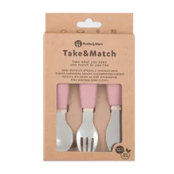   Petite&Mars Sada príborov z nehrdzavejúcej ocele Take&Match Dusty Rose 12m+
