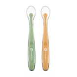 PETITE&MARS Silikónové lyžičky s puzdrom, sada 2 ks, Take&Match Pea – Ochre 6m+