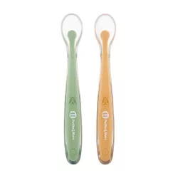   PETITE&MARS Silikónové lyžičky s puzdrom, sada 2 ks, Take&Match Pea – Ochre 6m+