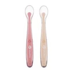   PETITE&MARS Silikónové lyžičky s puzdrom, sada 2 ks, Take&Match Sand – Rose 6 mesiacov+