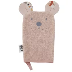  EKO Bavlnená froté kúpacia rukavica s uškami Bear 20x15 cm – ružová