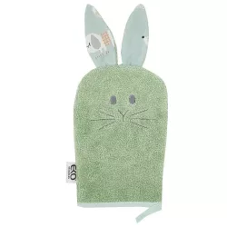   EKO Bavlnená froté kúpeľová rukavica s uškami Bunny 20x15 cm - Olivovo zelená