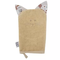   EKO Bavlnená froté kúpacia rukavica s uškami Cat 20x15 cm - Béžová