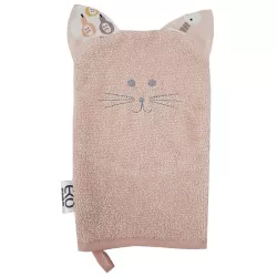   EKO Bavlnená froté kúpacia rukavica s uškami Cat 20x15 cm - ružová