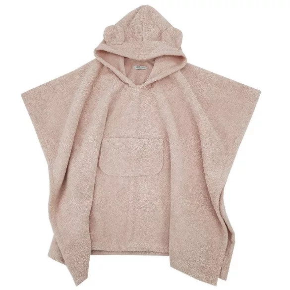 EKO Pláštenka z bavlny s kapucňou a ušami 75x120 cm - Powder pink