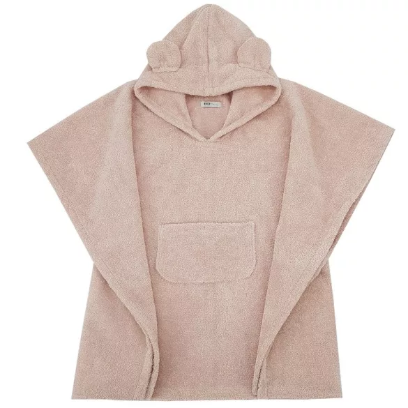 EKO Pláštenka z bavlny s kapucňou a ušami 75x120 cm - Powder pink