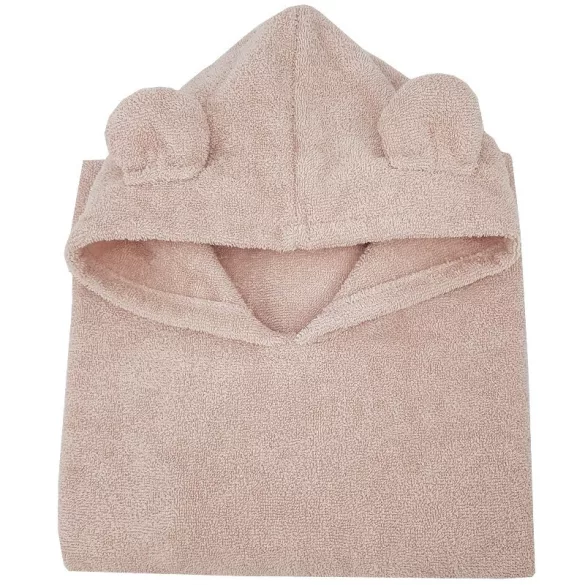 EKO Pláštenka z bavlny s kapucňou a ušami 75x120 cm - Powder pink
