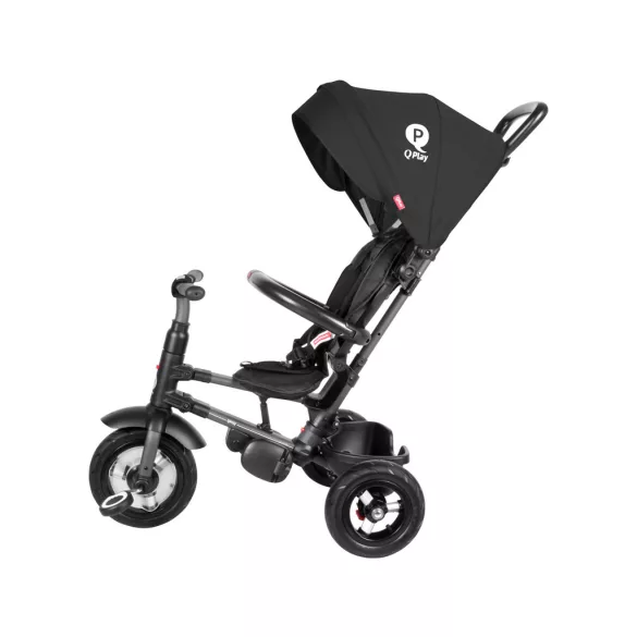 QPLAY Trojkolka Rito air gel (guma) Black, vek 10–72 mesiacov