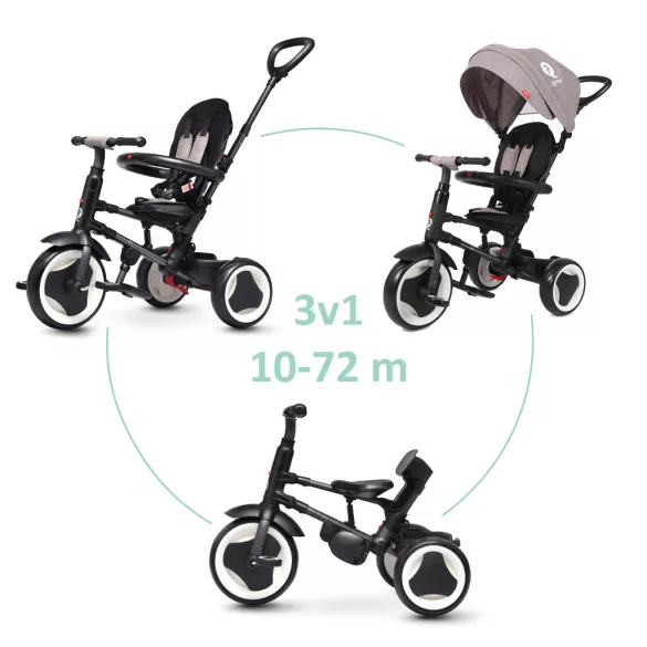 QPLAY Trojkolka Rito eva Grey, vek 10–72 mesiacov
