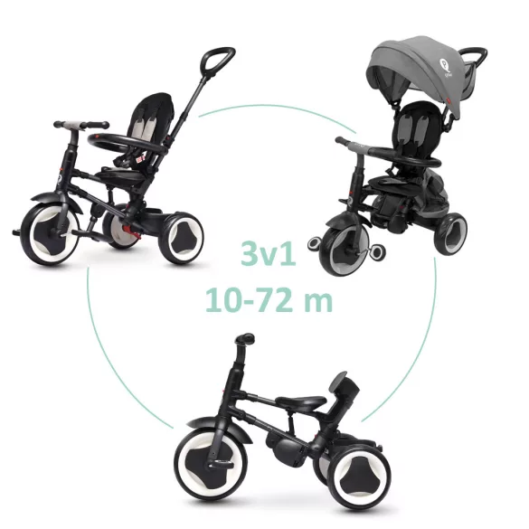 QPLAY Trojkolka Rito eva plus Grey, vek 10–72 mesiacov