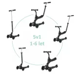 QPLAY Sema Pro 5v1 kolobežka / odrážadlo pre deti od 1 do 6 rokov, do 50 kg – čierna