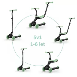   QPLAY odrážadlo / kolobežka Sema Evo s LED svetlami Jade Green, vek 1–6 rokov, do 50 kg