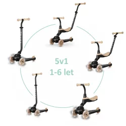   QPLAY Bežecké kolo/kolobežka Sema Evo s LED svetlami pre deti od 1 do 6 rokov do 50 kg – Khaki