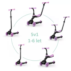   QPLAY odrážadlo/kolobežka Sema Evo s LED svetlami Violet, vek 1 – 6 rokov, do 50 kg