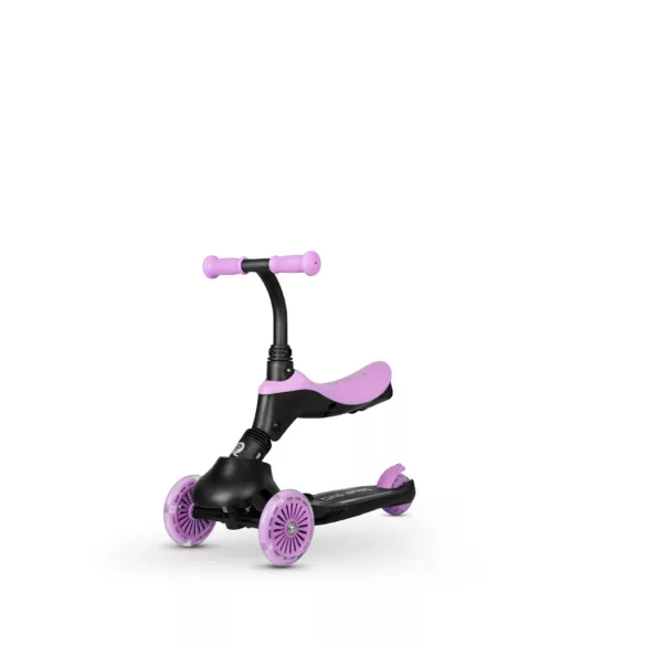 QPLAY odrážadlo/kolobežka Sema Evo s LED svetlami Violet, vek 1 – 6 rokov, do 50 kg