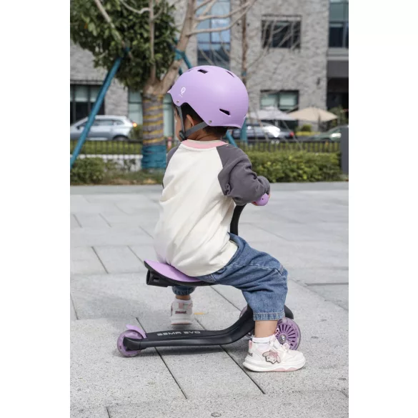 QPLAY odrážadlo/kolobežka Sema Evo s LED svetlami Violet, vek 1 – 6 rokov, do 50 kg