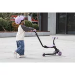 QPLAY odrážadlo/kolobežka Sema Evo s LED svetlami Violet, vek 1 – 6 rokov, do 50 kg