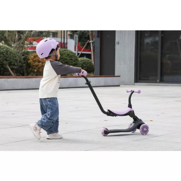 QPLAY odrážadlo/kolobežka Sema Evo s LED svetlami Violet, vek 1 – 6 rokov, do 50 kg