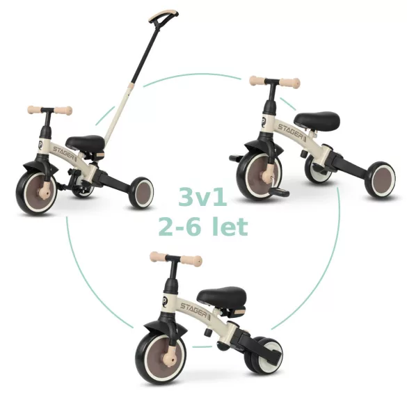 QPLAY Stager trojkolka 3 v 1 – Brown