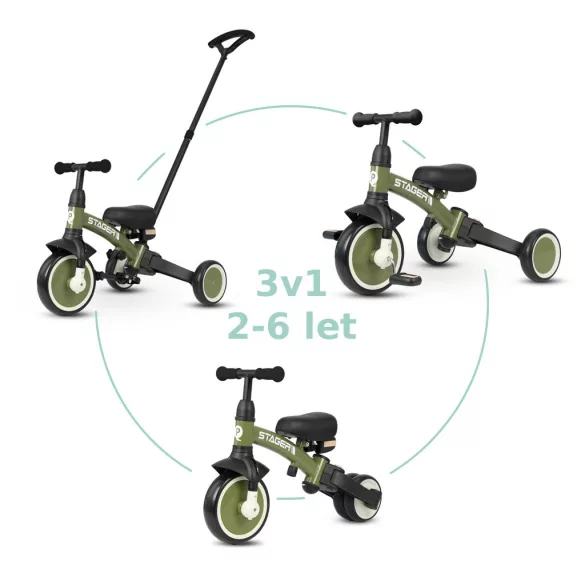 QPLAY Stager trojkolka 3 v 1 – Green