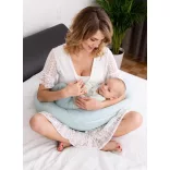 BABYMATEX Moon dojčiaci vankúš z mušelínu 260 cm – svetlo tyrkysová