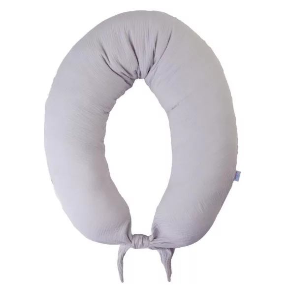 BABYMATEX Moon dojčiaci vankúš z mušelínu 260 cm – svetlosivý