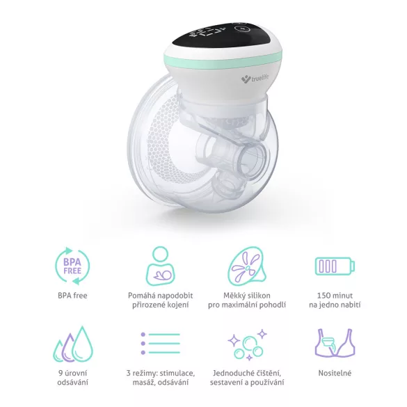 TRUELIFE Elektrická odsávačka materského mlieka handsfree Nutrio BP W5