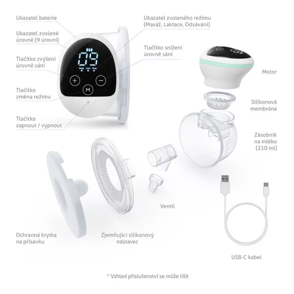 TRUELIFE Elektrická odsávačka materského mlieka handsfree Nutrio BP W5