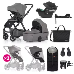   Petite&Mars Detský kočík 4v1 ICON XXL RWS + CYBEX Aton B2 i-Size - Dove Grey