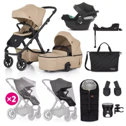   Petite&Mars Detský kočík 4v1 ICON XXL RWS + CYBEX Aton B2 i-Size - Mocha Beige