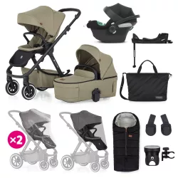   Petite&Mars Detský kočík 4v1 ICON XXL AIR + CYBEX Aton B2 i-Size - Mossy Green