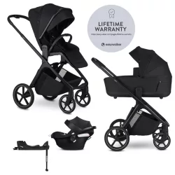   EASYWALKER Kombinovaný kočík Zoey Pure Black + CYBEX Aton B2 i-Size + základňa