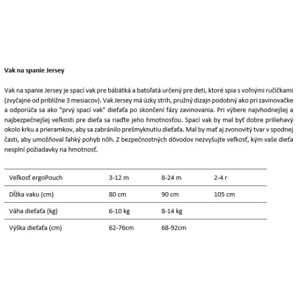 ERGOPOUCH Spací vak z organického bavlneného džerseja Bon Appetit 8–24 mesiacov, 8–14 kg, 0,2 tog