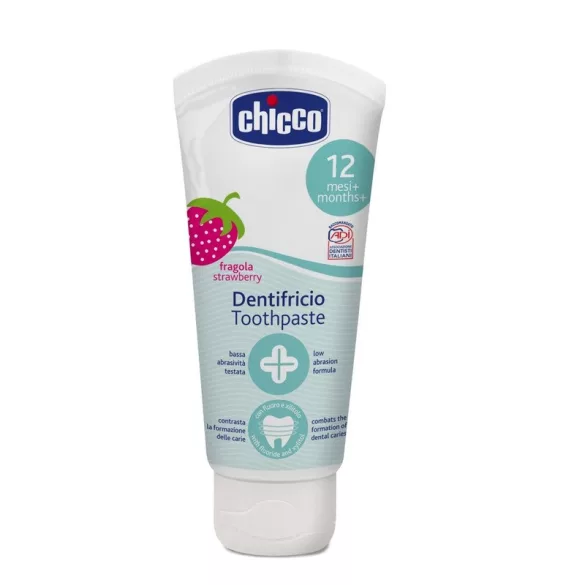Chicco Zubná pasta s príchuťou jahody bez fluóru s xylitolom 50 ml 1–5 rokov