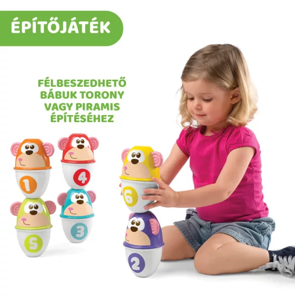 Chicco Monkey Strike – opičia bowlingová a stavebná hračka, aktívny šport a hra