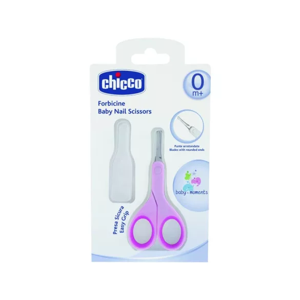 Chicco Nožnice so zaoblenými hrotmi a krytom – ružové