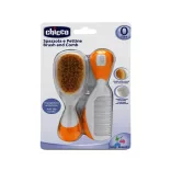 Chicco Hrebeň-kefka na vlasy s prírodnými štetinami – oranžová kefka