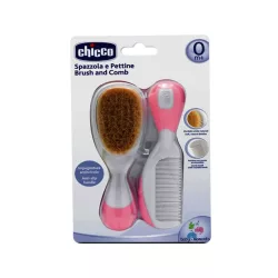   Chicco Hrebeň-kefka na vlasy s prírodnými štetinami – ružová kefka