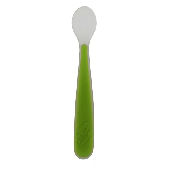 Chicco Green Up mäkká silikónová lyžica, zelená