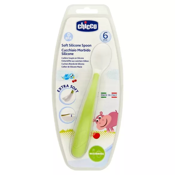 Chicco Green Up mäkká silikónová lyžica, zelená
