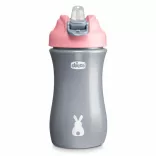 Chicco Kids Pop-Up, 350 ml, fľaša so slamkou, od 2 rokov, ružová