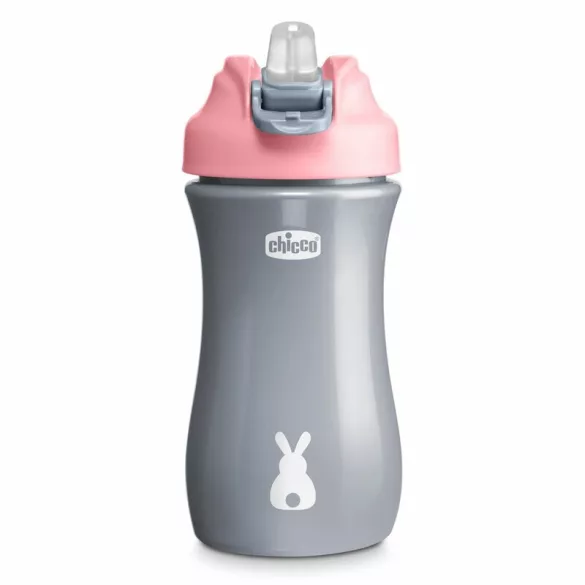 Chicco Kids Pop-Up, 350 ml, fľaša so slamkou, od 2 rokov, ružová