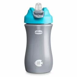   Chicco Kids Pop-Up, 350 ml, fľaša so slamkou, 2 roky, modrá