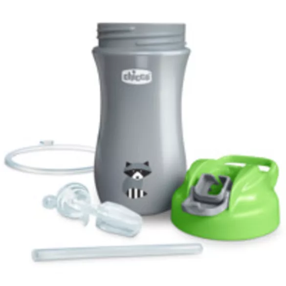 Chicco Kids Pop-Up, 350 ml, fľaša so slamkou, od 2 rokov, zelená